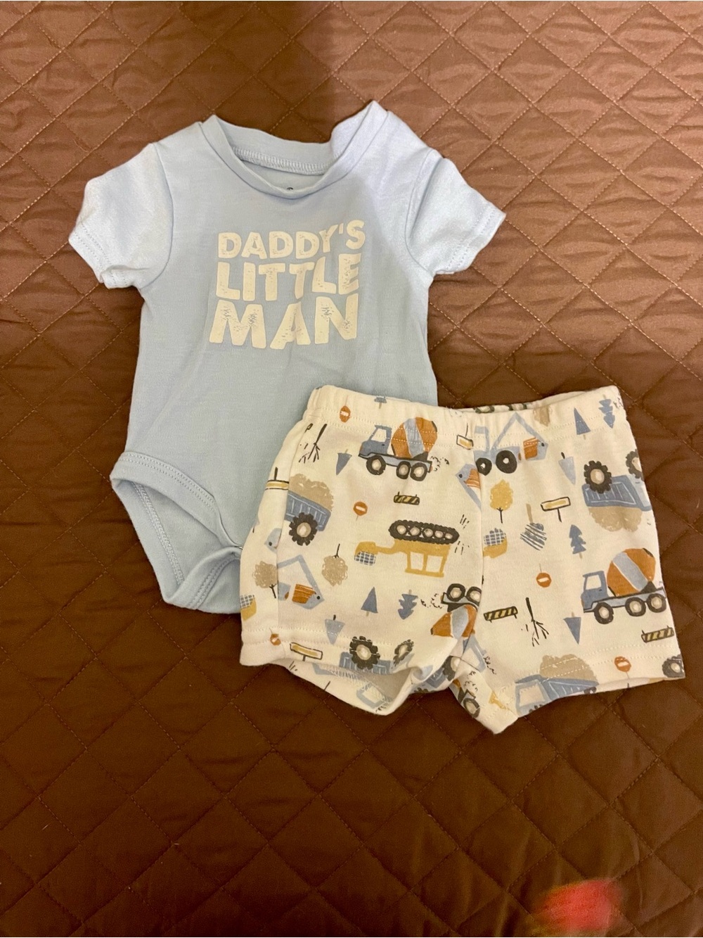 Daddy's Little Man Blue Baby Bodysuit and Printed Shorts Set